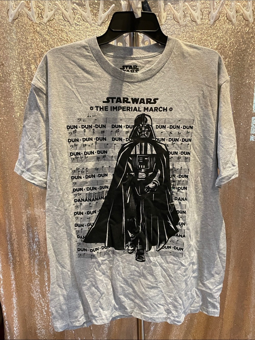 MAD Engine Star Wars Imperial March Gray and Black Graphic Tee NWT
